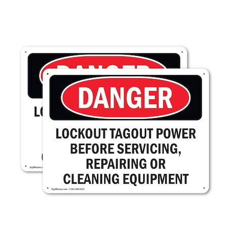 Signmission Lockout Tagout Power Servicing Repairing Danger Sign, Plastic, 10in W x 7in L, 2PK OS-2PACK-DS-P-710-L-1845